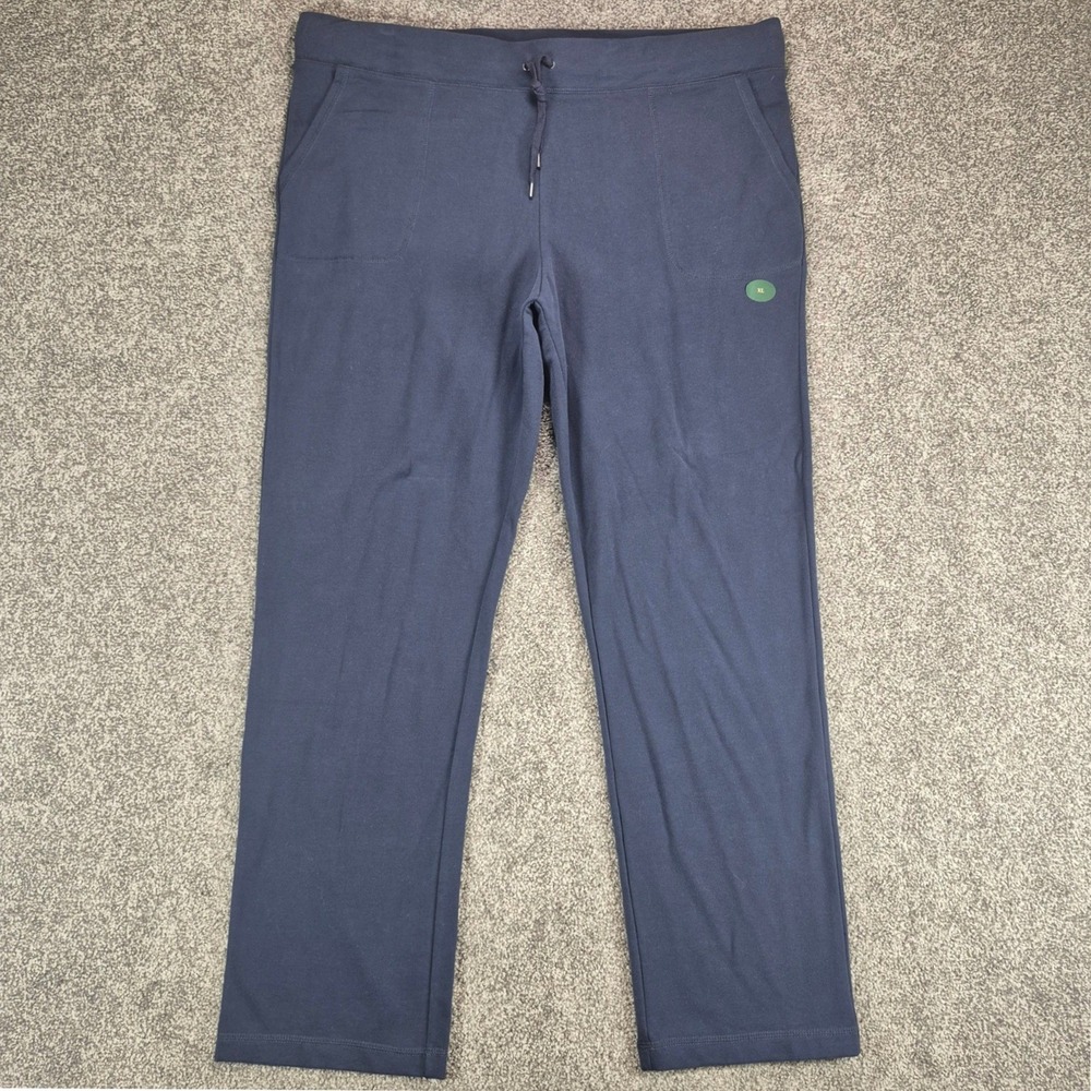 L.L.Bean Ultrasoft Sweats Women XL Navy Blue Straight Leg Drawstring Pants